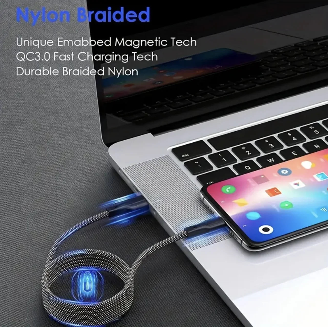 100W Magnetic Cable USB C to Type C Fast Charger for Iphone15 Xiaomi USB a to Typec Data Charging Wire Tablets Macbook Samsung