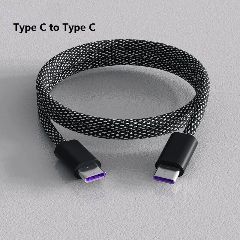 100W Magnetic Cable USB C to Type C Fast Charger for Iphone15 Xiaomi USB a to Typec Data Charging Wire Tablets Macbook Samsung