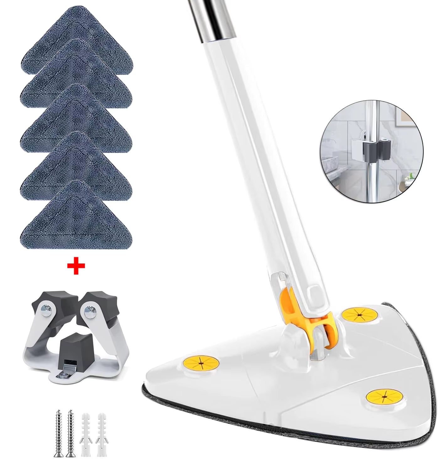 New Triangle Cleaning Mop Telescopic Household Ceiling 360 Cleaning Brush Tool Self-Draining to Clean Walls and Tiles