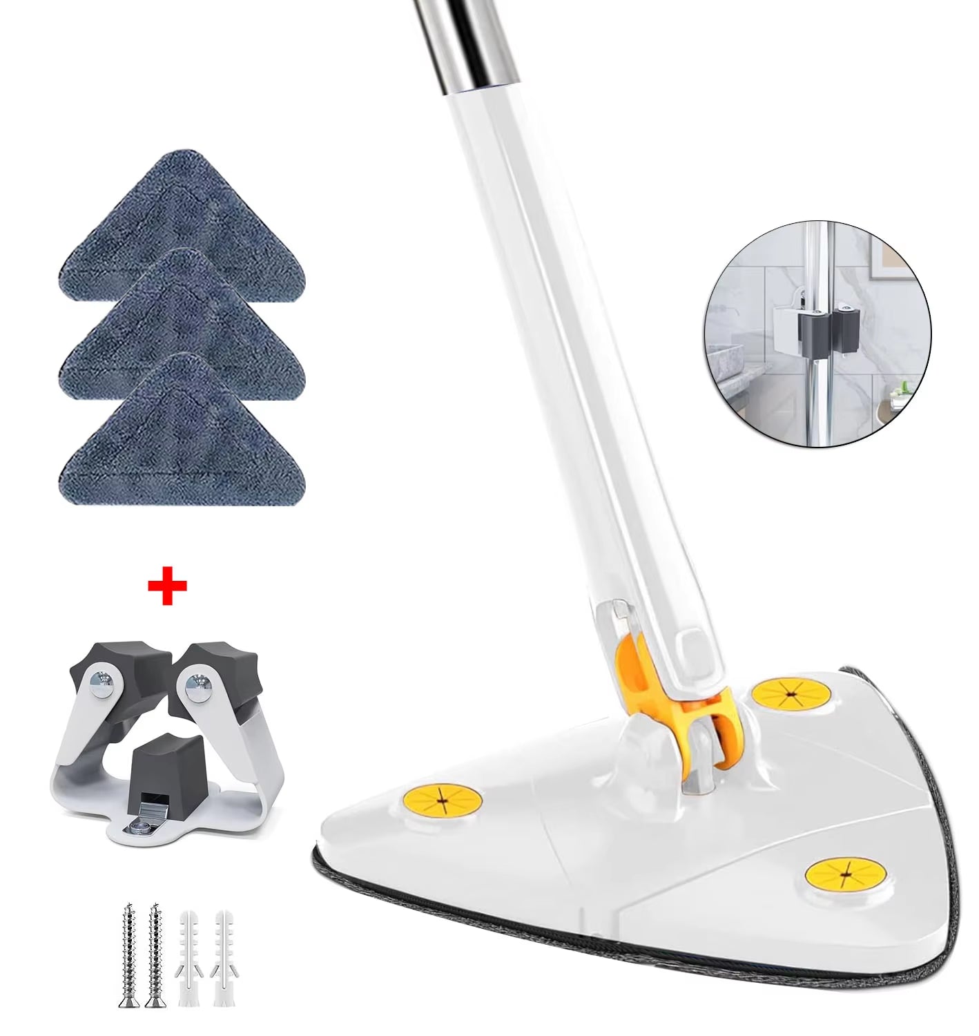 New Triangle Cleaning Mop Telescopic Household Ceiling 360 Cleaning Brush Tool Self-Draining to Clean Walls and Tiles