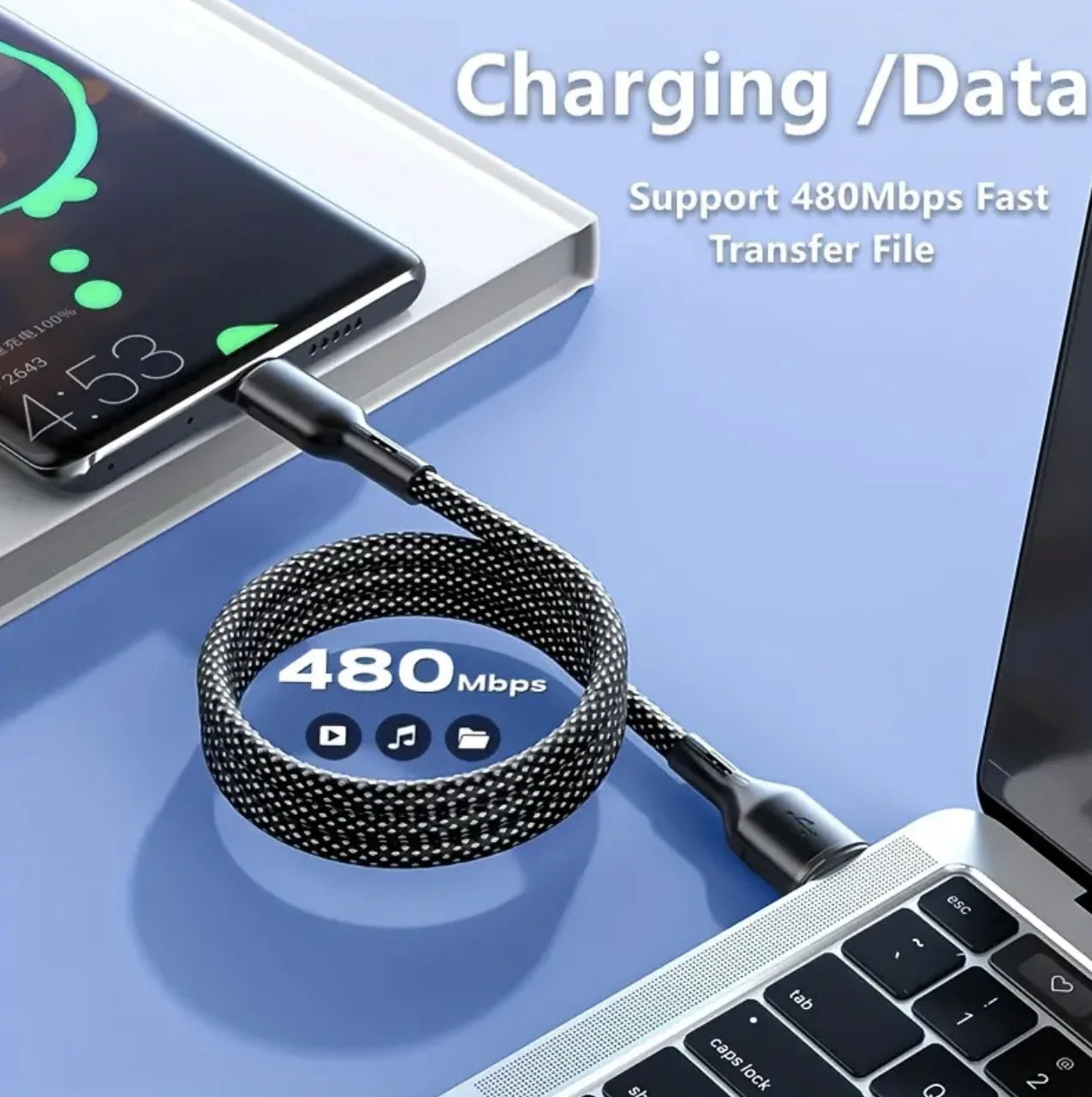 100W Magnetic Cable USB C to Type C Fast Charger for Iphone15 Xiaomi USB a to Typec Data Charging Wire Tablets Macbook Samsung