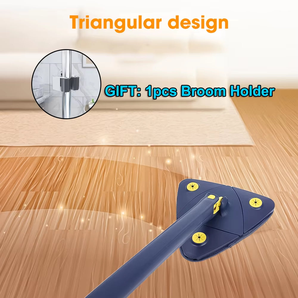 New Triangle Cleaning Mop Telescopic Household Ceiling 360 Cleaning Brush Tool Self-Draining to Clean Walls and Tiles