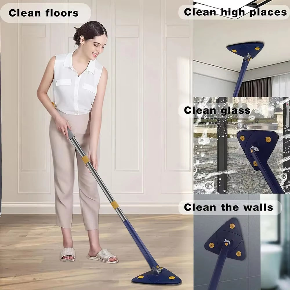 New Triangle Cleaning Mop Telescopic Household Ceiling 360 Cleaning Brush Tool Self-Draining to Clean Walls and Tiles